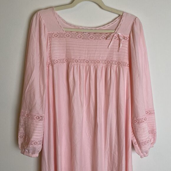 VTG Vanity Fair Womens Pink Brushed Nylon Nightgown Size Medium Cottage Feminine - Picture 4 of 14